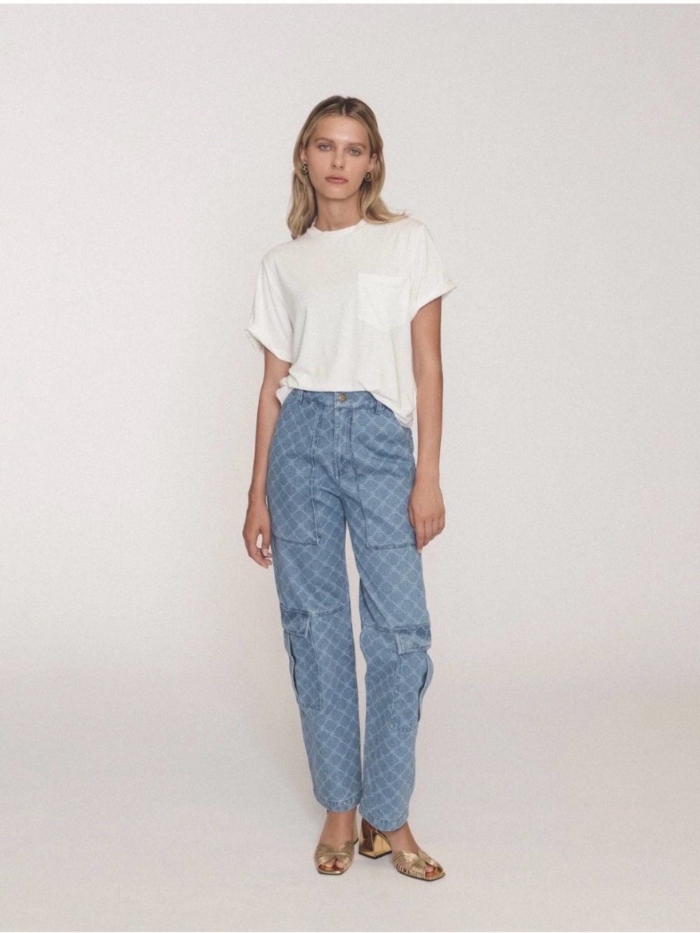 EllandEmm EE Denim Cargo Monogram Jeans size Medium
